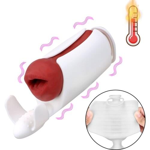 Masturbation Cup Blowjob Male Masturbator Sex Toys for Men Electric Pulse Vibrator Penis Delay Trainer Heating Glans Massager