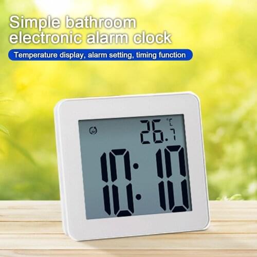Digital Bathroom Clocks LCD Electronic Waterproof Shower Alarm Clock Temperature Hanging Timer with Suction Cup