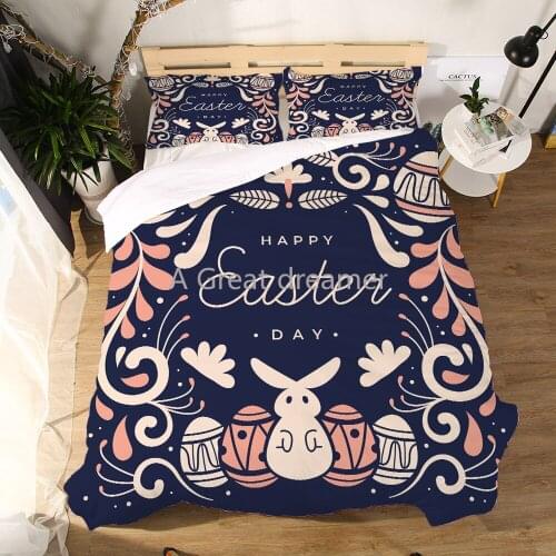 3d Cartoon Easter Set Bedding Set Kids Funny Bunny Pattern Duvet Cover Set For Kids Bedclothes 2/3 Cute Bed Comforters Drop Ship