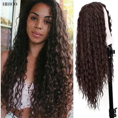 Long Water Deep Wave Headband Hair Black/White Womens Wigs Synthetic Natural Glueless High Temperature Fiber Hair Cosplay Daily