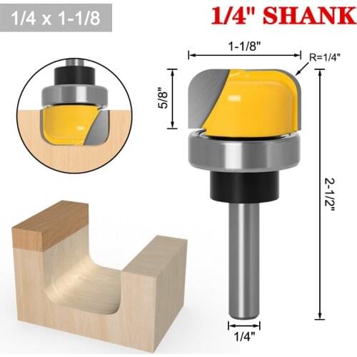 1Pc 6.35mm/ 1/4" Shank Diameter 28.6mm Bowl And Tray Template Router Bit Industrial Grade Two Flute Carbide Wood Mill Cutters