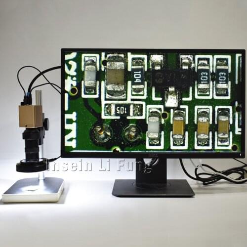 HD 1080P HDMI VGA USB Industrial Digital Video Microscope Camera+8X-130X Magnification Zoom C-mount Lens+LED Light Source+Holder
