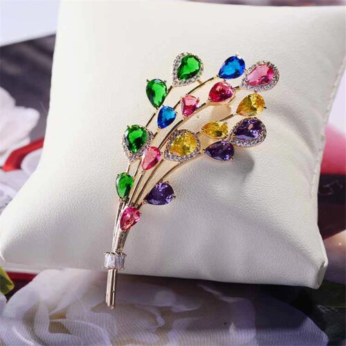 Beautiful Flower Brooches for Women Luxury Colorful Zircon Crystal Wedding Jewelry Accessories Brooch Pin Gifts broches mujer
