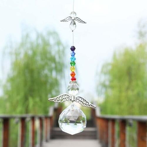 H&D Crystal Suncatcher Chakra Beads Pendent Guardian Angel Window Hanging Ornament Rainbow Home Wedding Sun Catcher Gifts