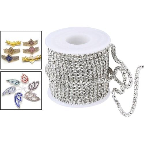 11 Yards 3MM Crystal Rhinestone Close Chain Trimming Claw Chain Jewelry Crafts DIY