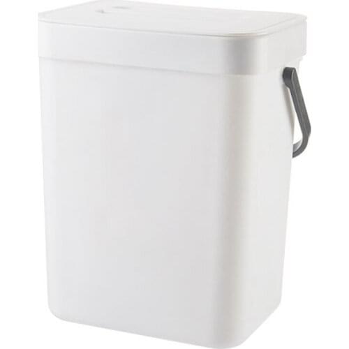 1.3 Gallon Kitchen Compost Bin Trash Can with Lid Under Sink Food Waste Bin Small and Light Bathroom Trash Can White