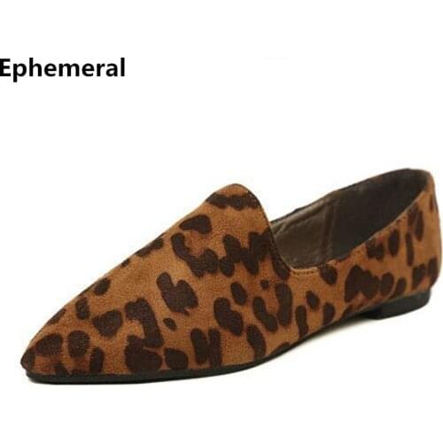 Ladies Leopard Printed Loafers Fashion Shoes Flats Pointed Toe Beige Brown Plus Size 43 34 Flock Flattie For Driving Outdoor