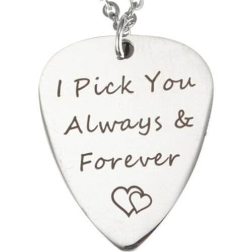 Metal Guitar Pick Necklace Personalized Guitar Paddle Bar for Guitar Bass Pendants DIY Gifts