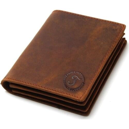 2019 Vintage Crazy Horse Handmade Leather Men Wallets Multi-Functional Cowhide Coin Purse Genuine Leather Wallet For Men