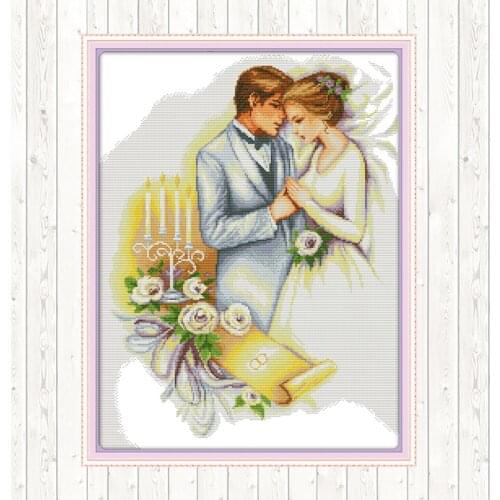 Wedding Cross Stitch Embroidery Kit Handmade DMC Cotton Thread Printed Canvas DIY Needlework Crafts 14CT 11CT Counted Stamped