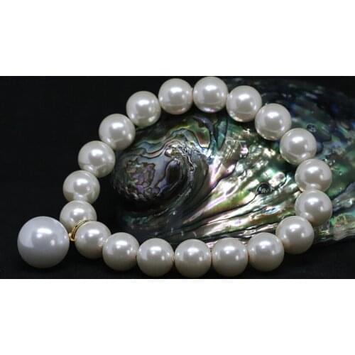 New wholesale price white 10mm round imitation shell pearl women elastic rope bracelet elegant party gift jewelry 7.5inch B1715