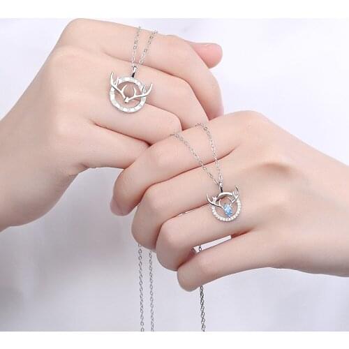 New Fashion Exquisite Couple Antler Necklace 925 Silver Net Red Gift Men and Women Jewelry