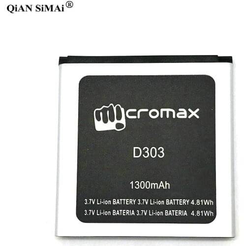 New Micromax D 303 Battery For Micromax D303 Bateria Mobile Phone Batteries High Quality 3.7V 1300mAh Replacement