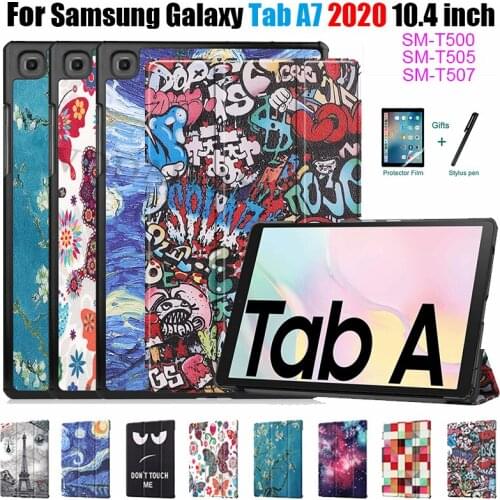 New Tablet Case For Samsung Galaxy Tab A7 2020 SM-T500 SM-T505 SM-T507 T500 T507 T505 PU Leather Case Tri-Fold Stand Smart Cover