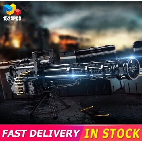 MOC Technical Series Guns Utomatic Rifles Fire Bullets Model Building Blocks Toys For Boys Military Army WW2 Weapon DIY Bricks