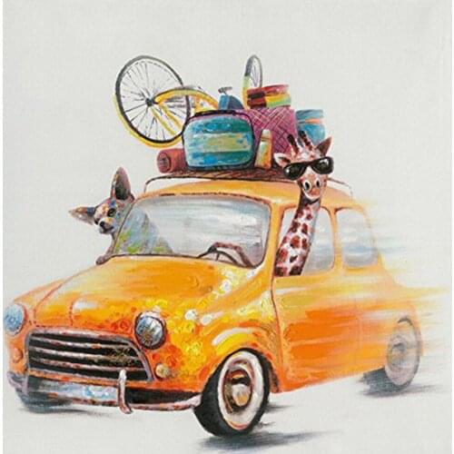 Trip travel Art Modern Abstract Oil Painting On Canvas Golden Car Art Picture Wall Art For Living Room Home Decoration Pictures