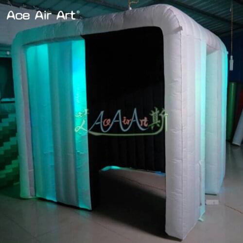 Manufacturer special black inflatable photo booth inflatable wedding party booth entertainment canopy with spotlights