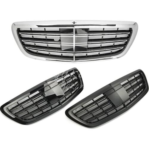 Front GT R Grill Grille For Mercedes Benz S Class W222 2014-2018 Chrome Black