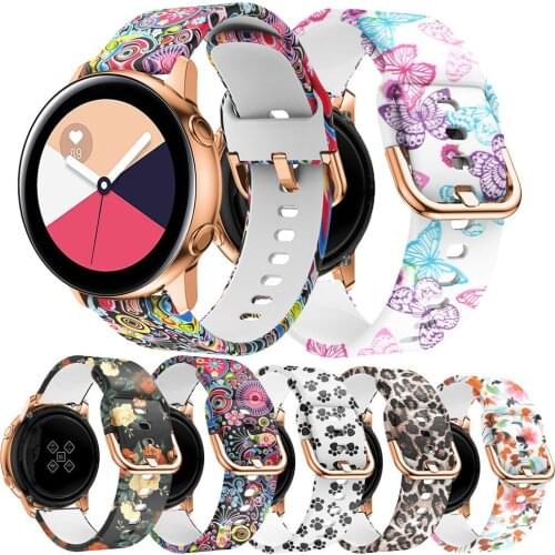 20mm Silicone band for Samsung Galaxy 42mm Active Watch Gear S2 Strap Flower Printing Huawei 2 Replacement Bracelet Wristbands