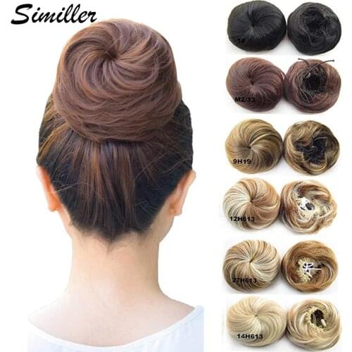 Similler Pony Tail Hair Extension Hairpiece Scrunchie Elastic Wave Curly Synthetic Hairpieces Wrap for Hair Bun Chignon