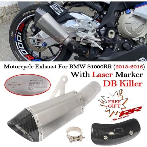 Slip On For BMW S1000RR 2015 2016 Motorcycle Exhaust Escape System Heat Shield Cover Carbon Fiber Exhaust Muffler WIth DB Killer