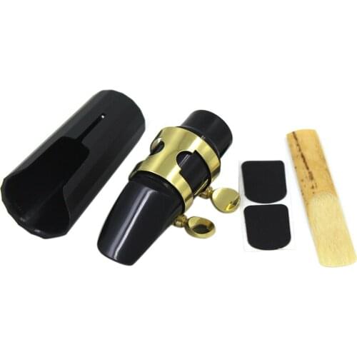 Soprano Sax Saxophone Mouthpiece Plastic with Cap Metal Buckle Reed Mouthpiece Patches Pads Cushions