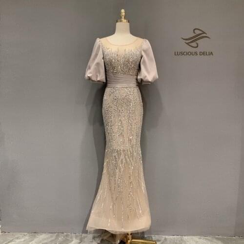 Rhinestones 2020 Evening Dresses High Neck Dubai Long Sleeve Mermaid Gown For Women Party