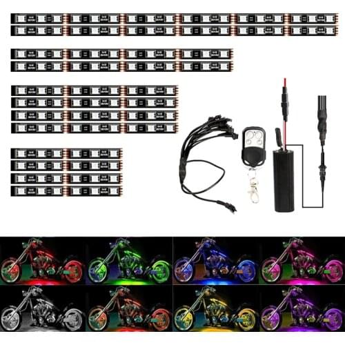 Niscarda Motorcycle LED Brake Lights Atmosphere Light with Wireless Remote Control Moto Decorative Strip Lamp Kit Ambient Lamp