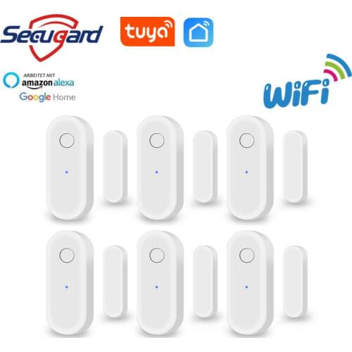 Tuya Smart WiFi Door Sensor Door Window Open / Closed Detectors Wifi Smart Home Security Alarm System Alexa Google Home Tuya APP