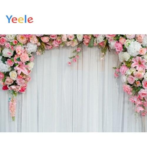 Yeele Wedding Photography Backdrop Flower Photocall Background White Curtain Vinyl Custom Children Kids Baby For Photo Studio