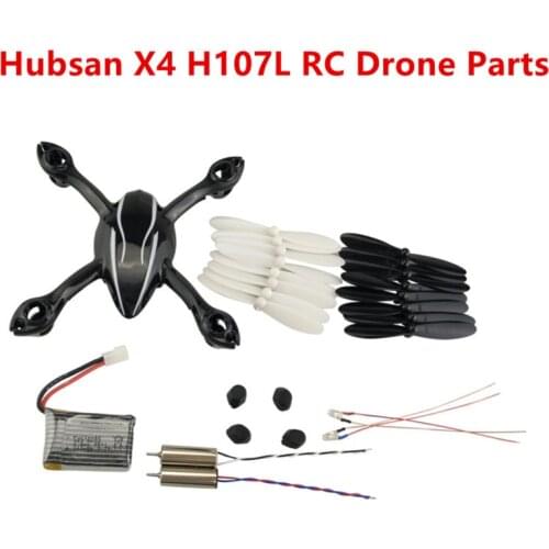 1pcs black body shell 16pcs propellers 4pcs LED light 4pcs Rubber Feet 2pcs battery 4pcs motor for Generic Hubsan X4 H107L