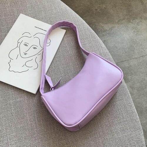 Womens Bag Soft PU Leather Women Underarm Bag Retro Solid Color Ladies Handbags Fashion Design Girls Small Shoulder Bags