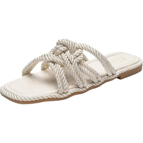 Women Slippers Summer New Rome Sandals Flat Casual Shoes Female Hemp Rope Ladies Flip Flop Plus Size Sandalias Mujer qq767