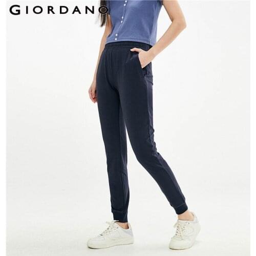 Giordano Women Pants Solid Drawstring Joggers Pants Poly-Cotton Sport Casual Trousers 13411040