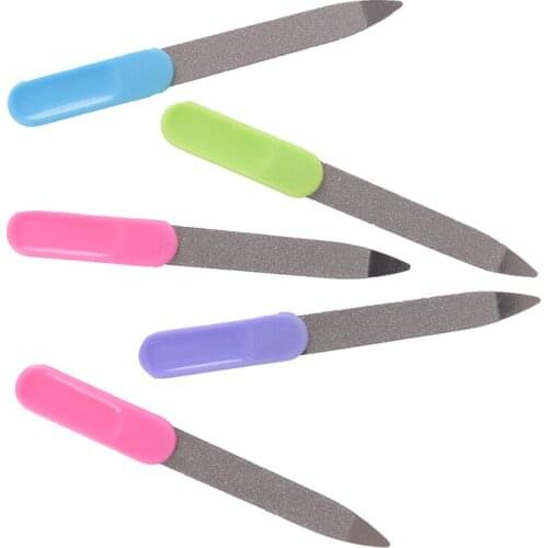 1/2/5pcs/lot Nail Art Buffer Files Plastic Handle Metal Double Sided Nail Files Pro Nail File DIY Manicure Pedicure Tool
