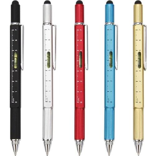 10PCS Metal Multi-Function Tool Pen Instrument Screwdriver Scale Capacitive Five-in-One Ballpoint Pens for Writing Stationery