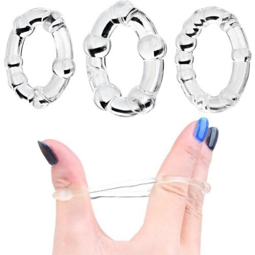 3pcs/set Silicone Durable Penis Ring Adult Men Ejaculation Delay Cock Ring Transparent Lasting Erection Cockring For Male 18
