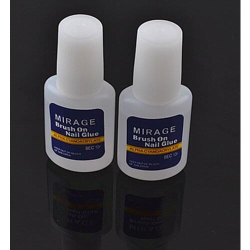 300pcs Factory wholesale professional strong nail art beauty gel 10g nail glue with brush Fake Nai acrylic Tip bond free shiping