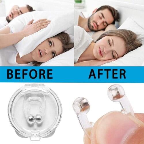4Pcs/Set Silicone Magnetic Anti Snore Stop Snoring Device Sleep Apnea Nose Guard Clip Supplies Night Aid Tray Sleeping D3P3