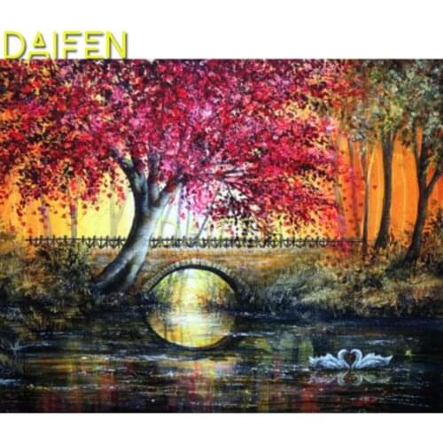 5D DIY Diamond painting country Full Square Diamond embroidery Cross stitch swan Full Round Diamond mosaic bridge and river