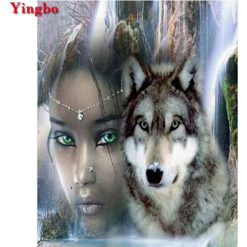 5D Diamond Painting Wolf African woman art Full Square/round Embroidery Diamond Mosaic Rhinestone Pictures Decor Home Gift