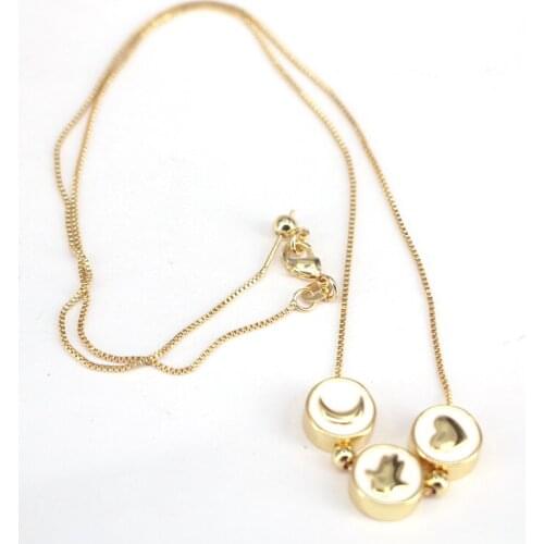 6Pcs Round Gold Color Moon Heart Hamsa Hand Pendant Necklace Fashion Women Jewelry