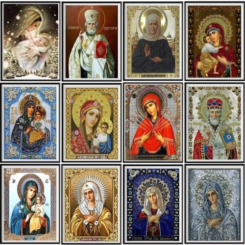 2021 New 5D DIY Diamond Painting Cross Stitch Religious Icon Character Crystal Mosaic Shaped Embroidery Rhinestone Decoration