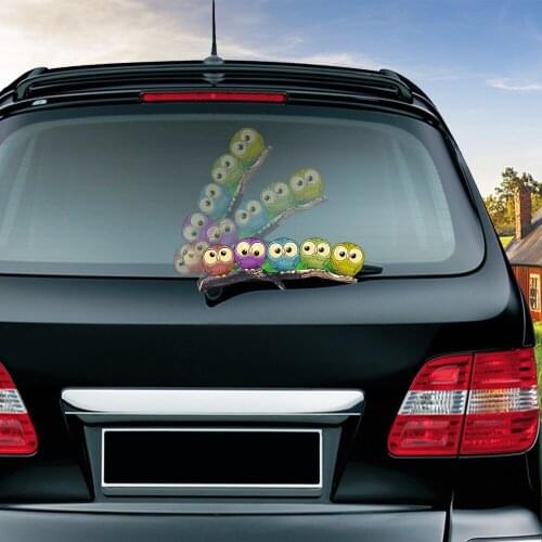 Car Styling Cute Easter Owls Stickers Automobile Rear Glass Wiper Window Wiper Decals Rear Windshield Decor Sticker