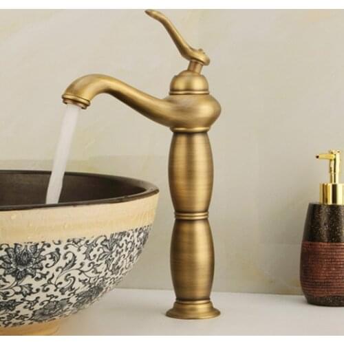 Free shipping Higher body antique bathroom basin sink faucet with solid brass hot cold bathroom water mixer tap