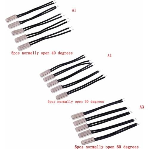 5pcs/lot KSD9700 250V 5A 40~60 Degree Bimetal Disc Temperature Switch Normal Close Closed Thermostat Thermal Protector