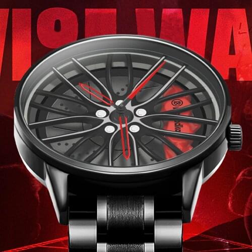 BOYADKA Mens Watches Sport Waterproof CustomMen Car Wheel Watch Design Rim Hub Creative Quartz Wrist Watch Relogio Masculino