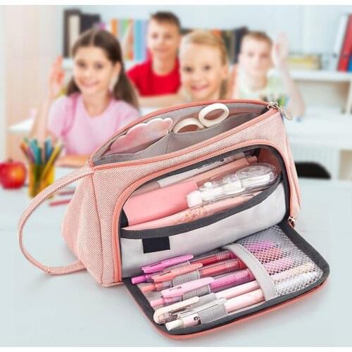 Color Pencil Case, Multi Slot Pen Bag, Big Storage Pouch Organizer for Stationery Cosmetic Travel Wallet 20x11x9cm