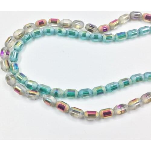 Eruifa About 73pcs 56cm 5*7mm Mett AB Plated Galss Beads Charms Pendant Jewelry DIY Hand making Earring Necklace Bracelet