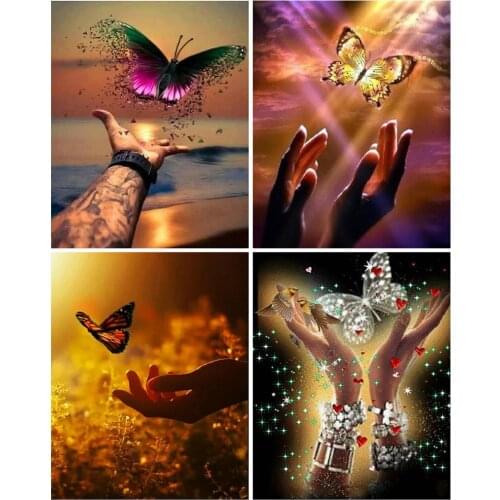 Evershine Diamond Embroidery Butterfly Cross Stitch Full Square Round Diamond Painting Hand Rhinestones Pictures Handicrafts